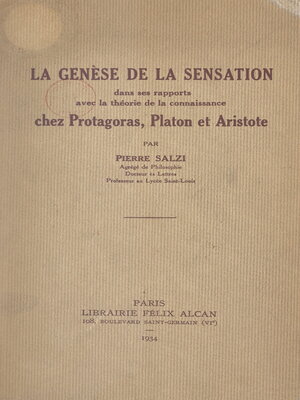 cover image of La genèse de la sensation dans ses rapports avec la théorie de la connaissance chez Protagoras, Platon et Aristote